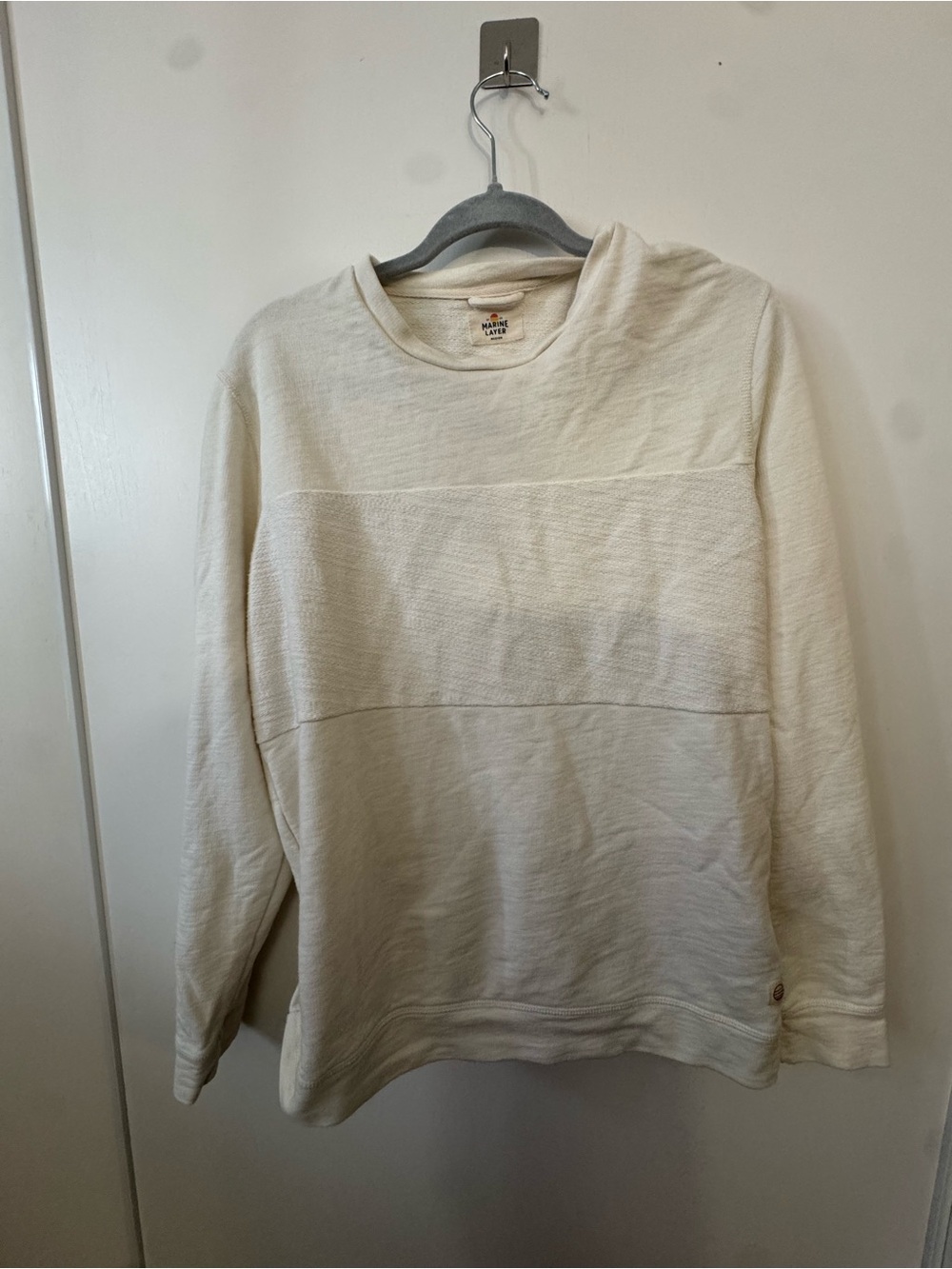 Marine Layer Cream Lightweight Pocketless Crew medium